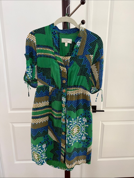 Moulinette Soeurs Dresses & Skirts - Moulinette Soeurs Green and Blue Printed Button-Front Dress